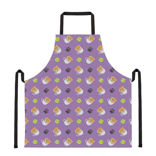 Pomeranian In Tea Cup Pattern Print Apron