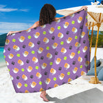Pomeranian In Tea Cup Pattern Print Beach Sarong Wrap
