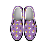Pomeranian In Tea Cup Pattern Print Black Slip On Shoes