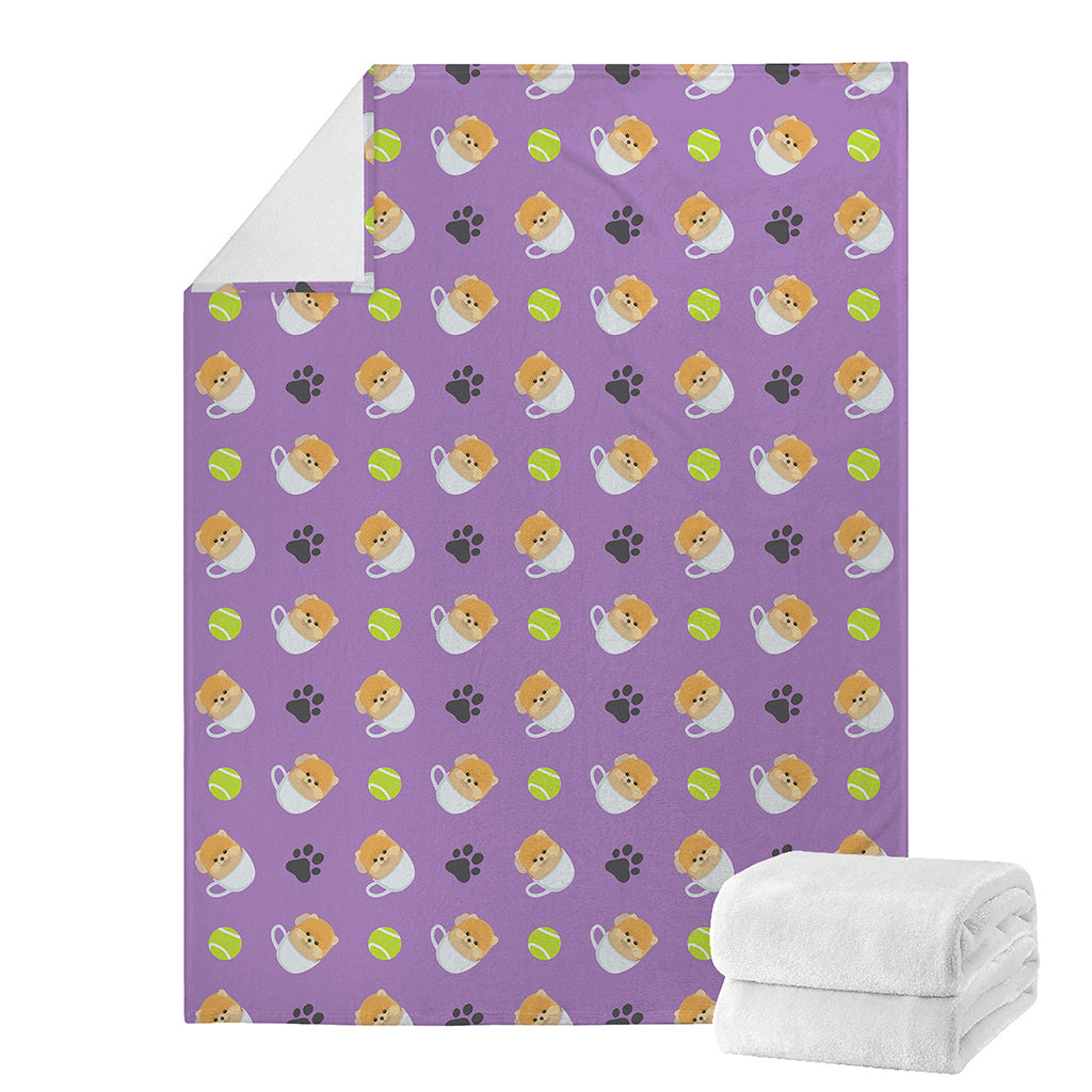 Pomeranian In Tea Cup Pattern Print Blanket