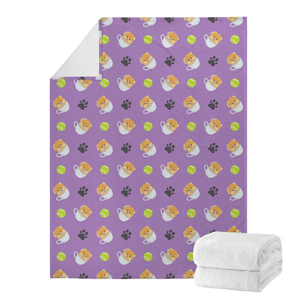 Pomeranian In Tea Cup Pattern Print Blanket