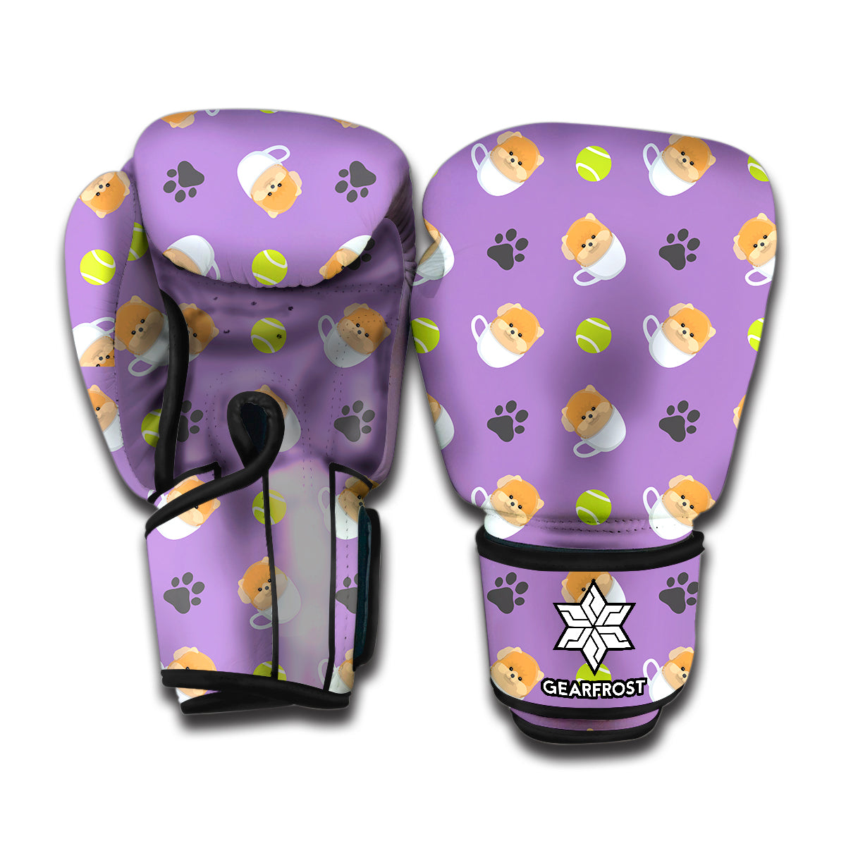 Pomeranian In Tea Cup Pattern Print Boxing Gloves