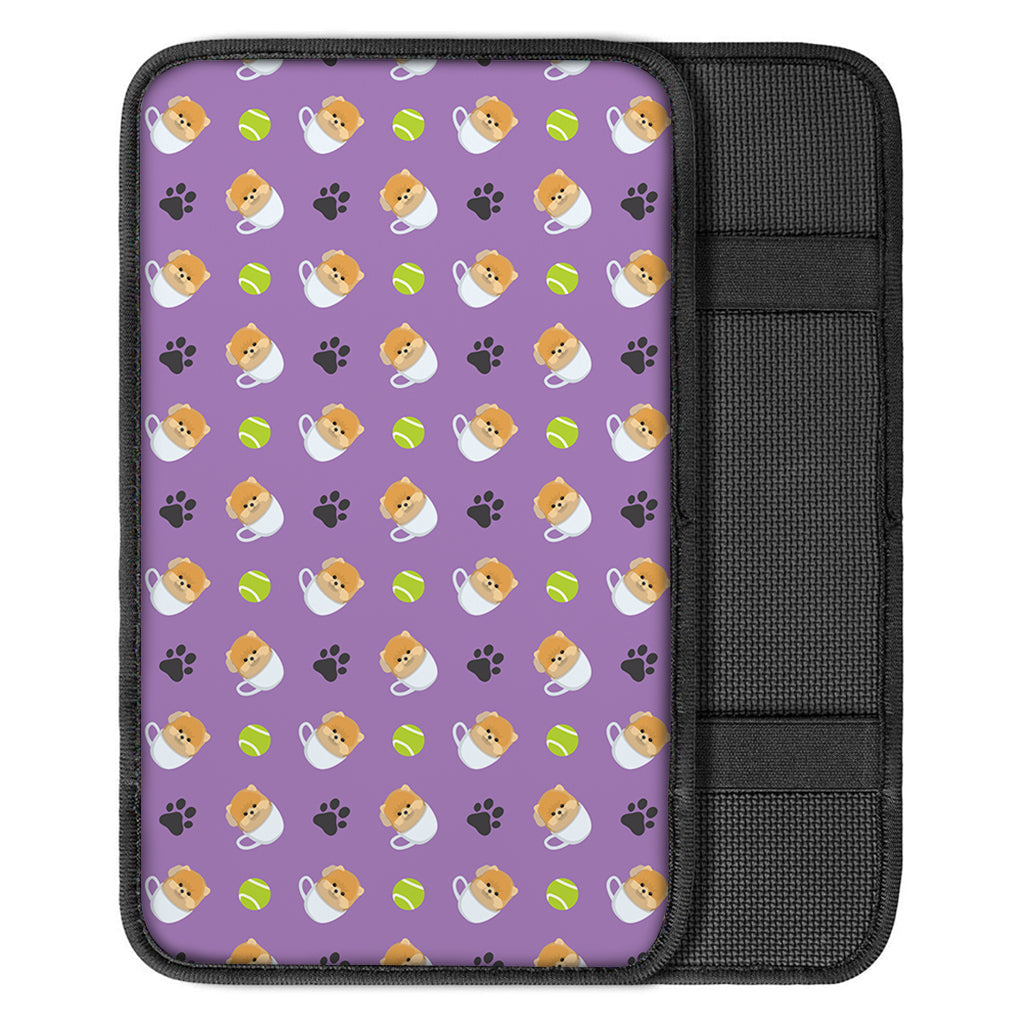 Pomeranian In Tea Cup Pattern Print Car Center Console Cover