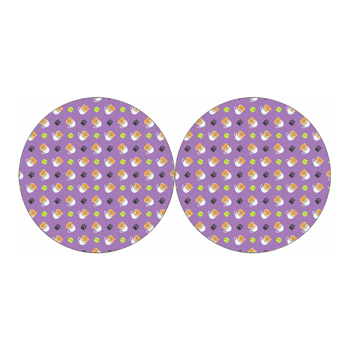 Pomeranian In Tea Cup Pattern Print Car Coasters