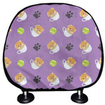 Pomeranian In Tea Cup Pattern Print Car Headrest Covers