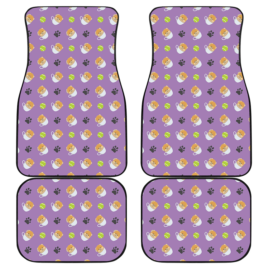 Pomeranian In Tea Cup Pattern Print Front and Back Car Floor Mats