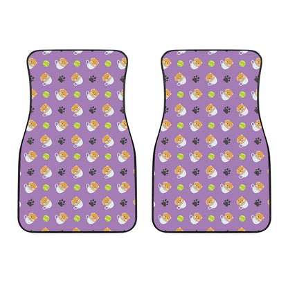 Pomeranian In Tea Cup Pattern Print Front Car Floor Mats