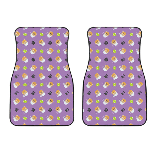 Pomeranian In Tea Cup Pattern Print Front Car Floor Mats