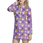 Pomeranian In Tea Cup Pattern Print Hoodie Dress