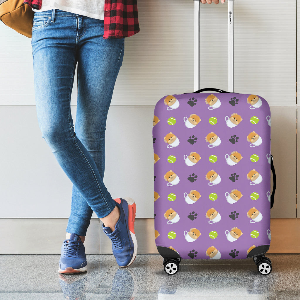 Pomeranian In Tea Cup Pattern Print Luggage Cover