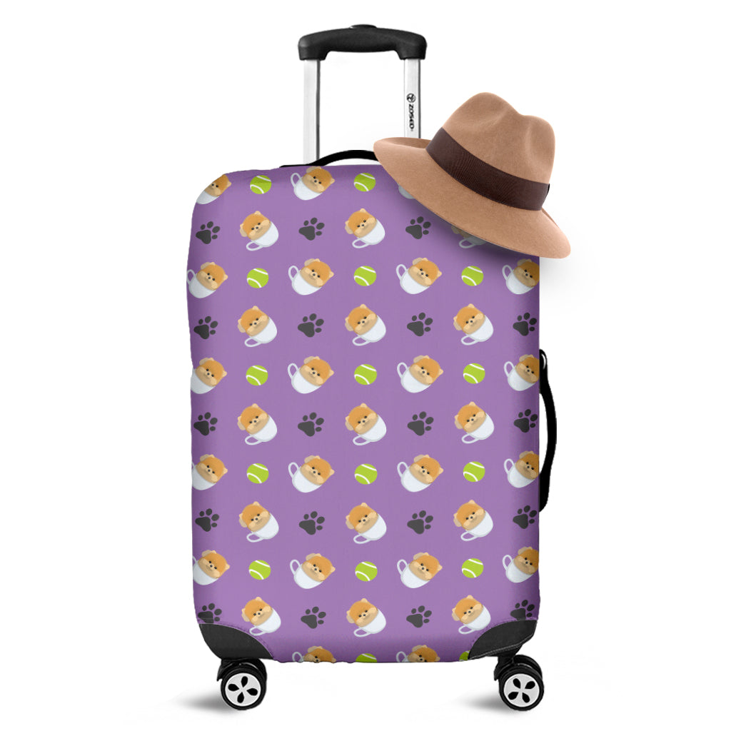 Pomeranian In Tea Cup Pattern Print Luggage Cover