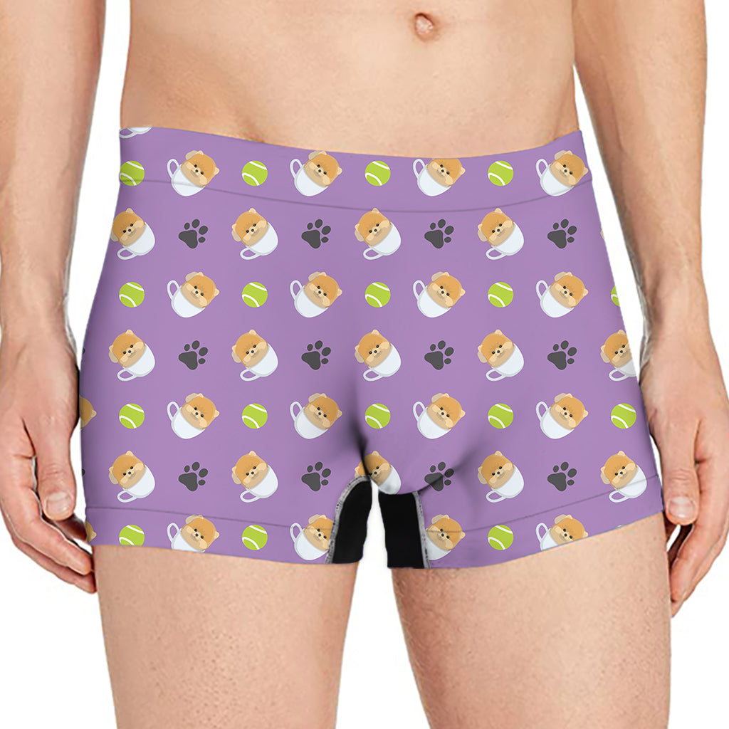 Pomeranian In Tea Cup Pattern Print Men's Boxer Briefs