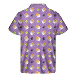 Pomeranian In Tea Cup Pattern Print Men's Short Sleeve Shirt