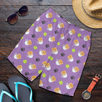 Pomeranian In Tea Cup Pattern Print Men's Shorts