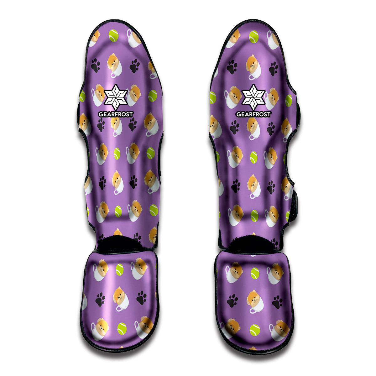 Pomeranian In Tea Cup Pattern Print Muay Thai Shin Guard