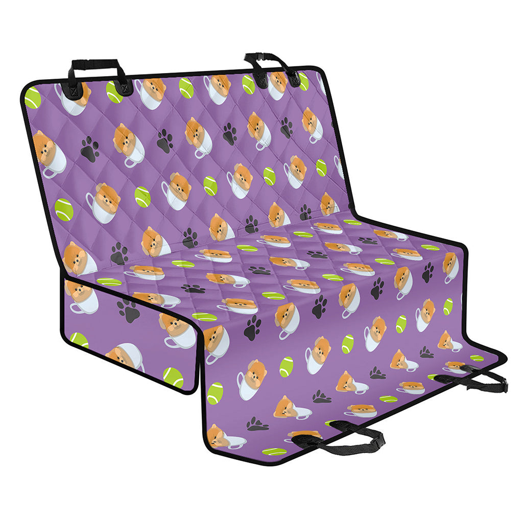 Pomeranian In Tea Cup Pattern Print Pet Car Back Seat Cover