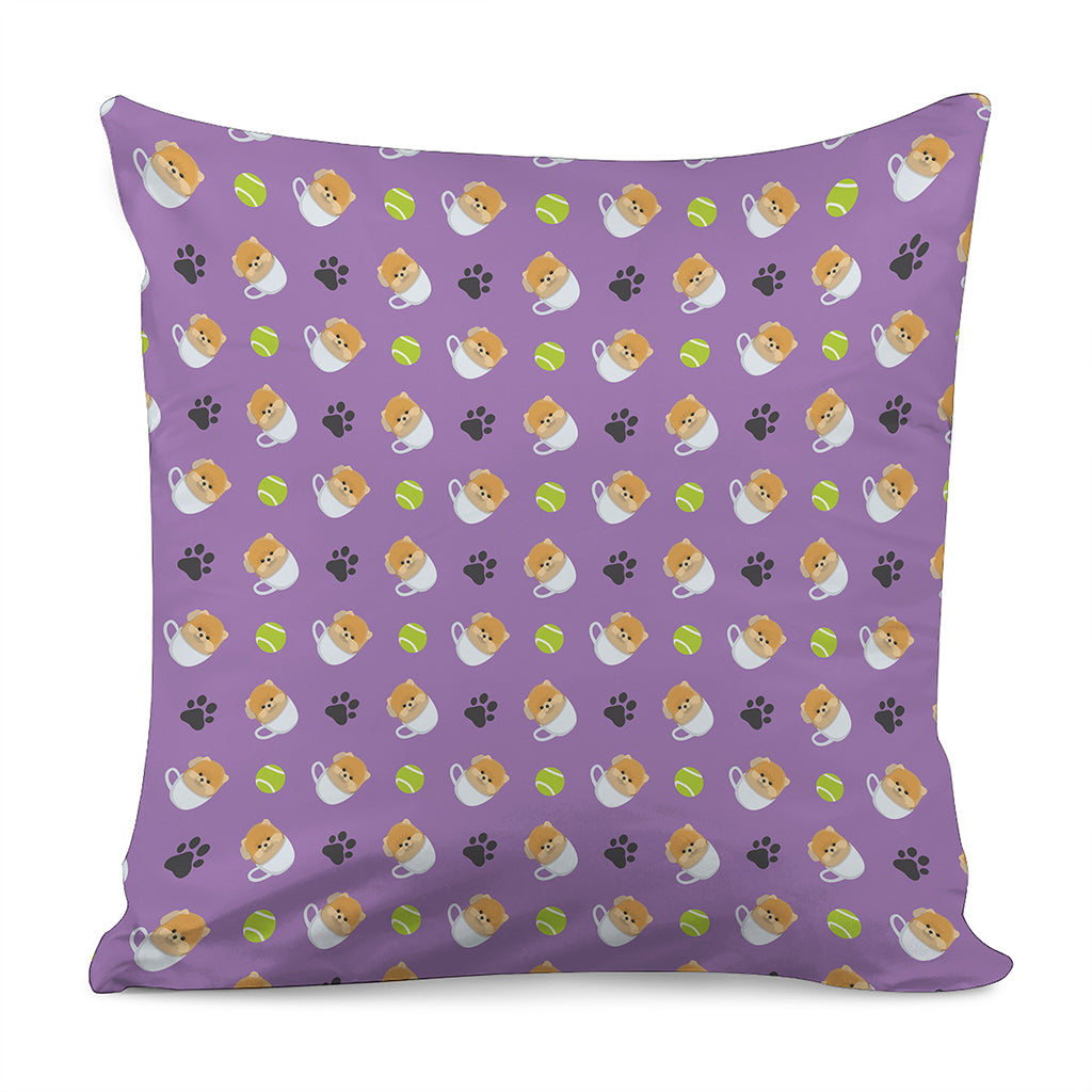 Pomeranian In Tea Cup Pattern Print Pillow Cover