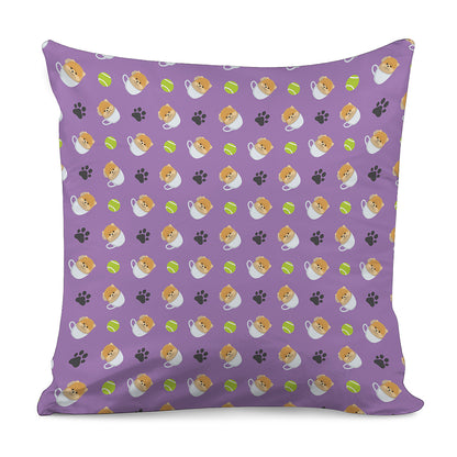 Pomeranian In Tea Cup Pattern Print Pillow Cover