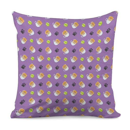 Pomeranian In Tea Cup Pattern Print Pillow Cover