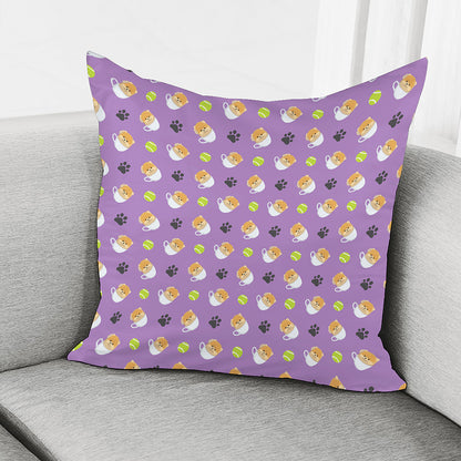 Pomeranian In Tea Cup Pattern Print Pillow Cover