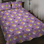 Pomeranian In Tea Cup Pattern Print Quilt Bed Set