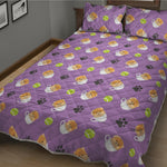 Pomeranian In Tea Cup Pattern Print Quilt Bed Set