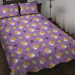 Pomeranian In Tea Cup Pattern Print Quilt Bed Set