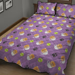 Pomeranian In Tea Cup Pattern Print Quilt Bed Set