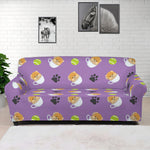 Pomeranian In Tea Cup Pattern Print Sofa Cover