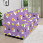 Pomeranian In Tea Cup Pattern Print Sofa Cover
