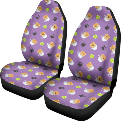 Pomeranian In Tea Cup Pattern Print Universal Fit Car Seat Covers