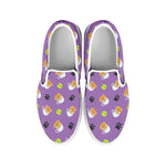 Pomeranian In Tea Cup Pattern Print White Slip On Shoes