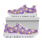 Pomeranian In Tea Cup Pattern Print White Sneakers