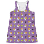 Pomeranian In Tea Cup Pattern Print Women's Racerback Tank Top