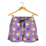 Pomeranian In Tea Cup Pattern Print Women's Shorts