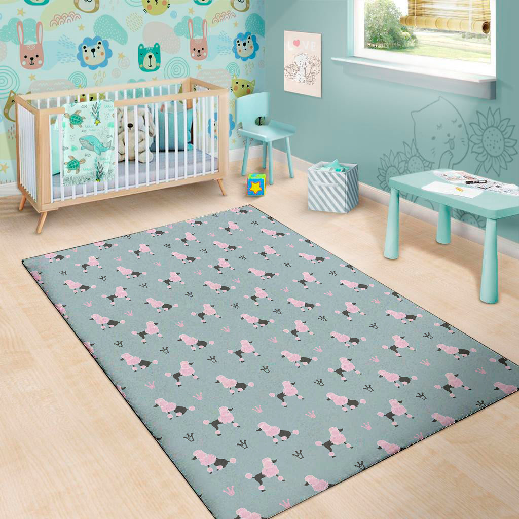 Poodle And Crown Pattern Print Area Rug
