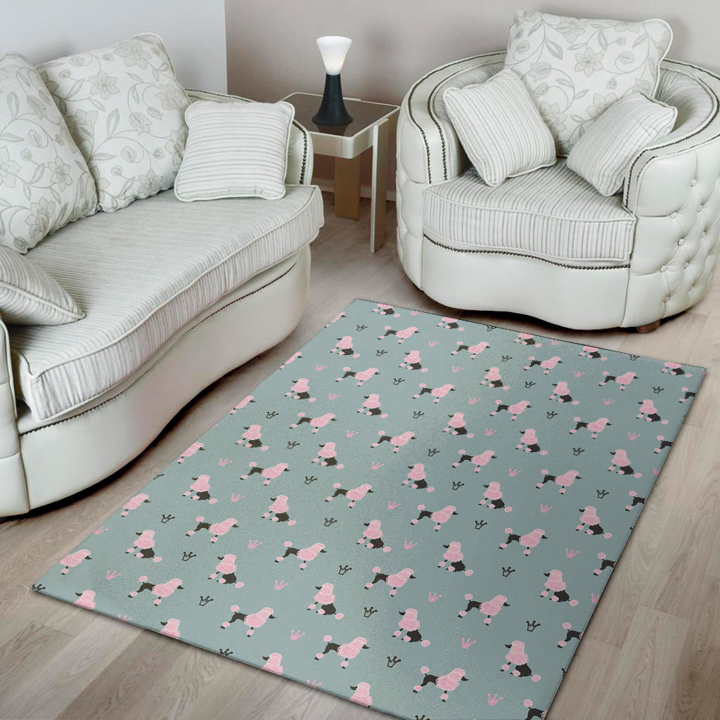 Poodle And Crown Pattern Print Area Rug