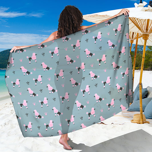 Poodle And Crown Pattern Print Beach Sarong Wrap
