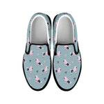 Poodle And Crown Pattern Print Black Slip On Shoes