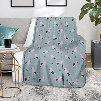 Poodle And Crown Pattern Print Blanket