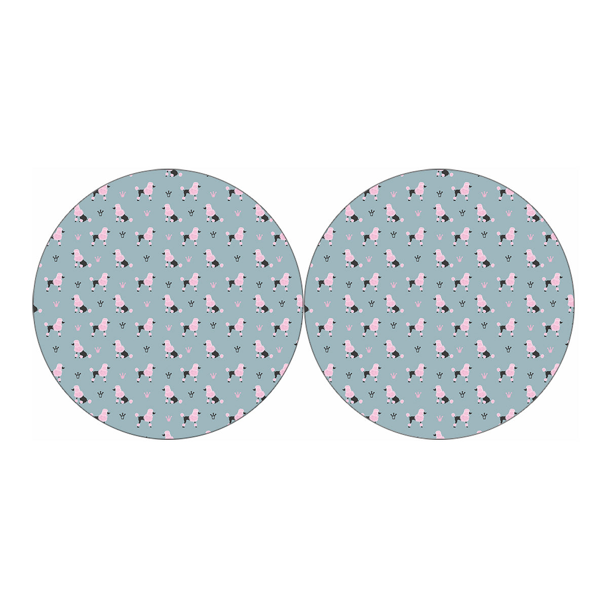 Poodle And Crown Pattern Print Car Coasters