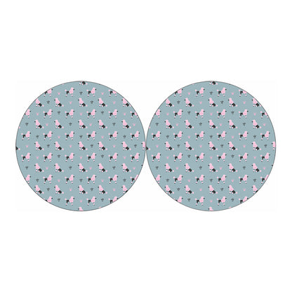 Poodle And Crown Pattern Print Car Coasters