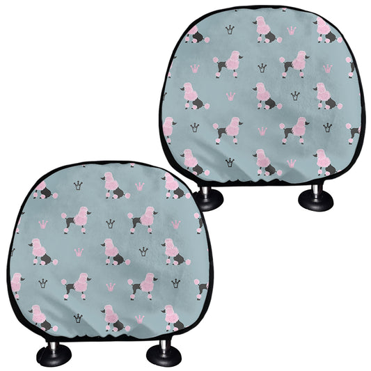 Poodle And Crown Pattern Print Car Headrest Covers