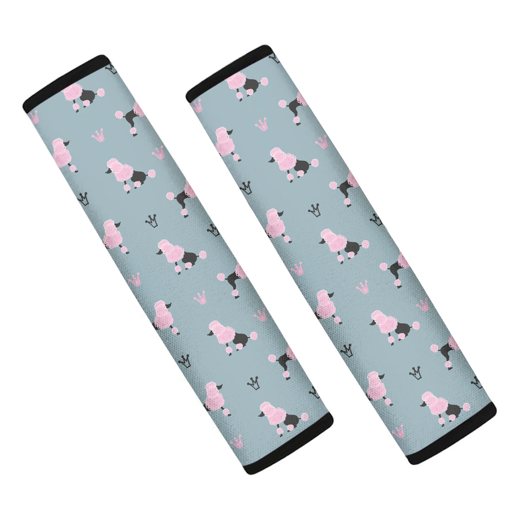 Poodle And Crown Pattern Print Car Seat Belt Covers