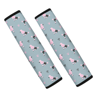 Poodle And Crown Pattern Print Car Seat Belt Covers