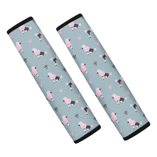Poodle And Crown Pattern Print Car Seat Belt Covers