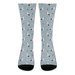 Poodle And Crown Pattern Print Crew Socks
