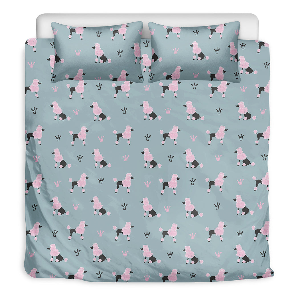 Poodle And Crown Pattern Print Duvet Cover Bedding Set