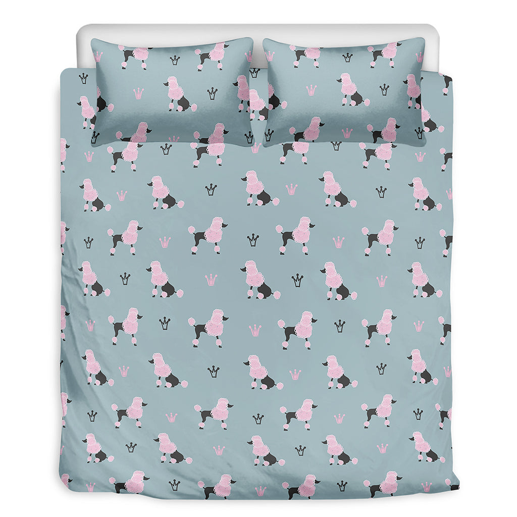 Poodle And Crown Pattern Print Duvet Cover Bedding Set