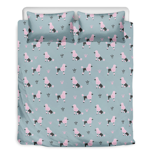 Poodle And Crown Pattern Print Duvet Cover Bedding Set